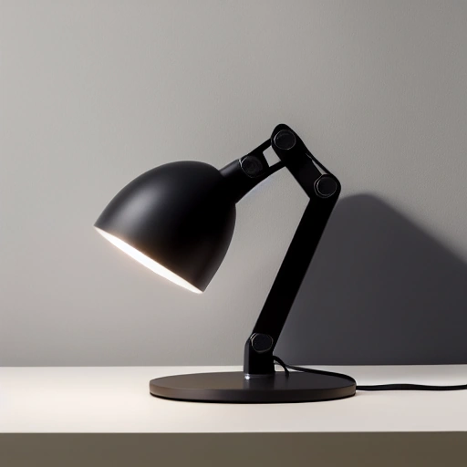 AI product photograph of a matte black desk lamp on a cream background
